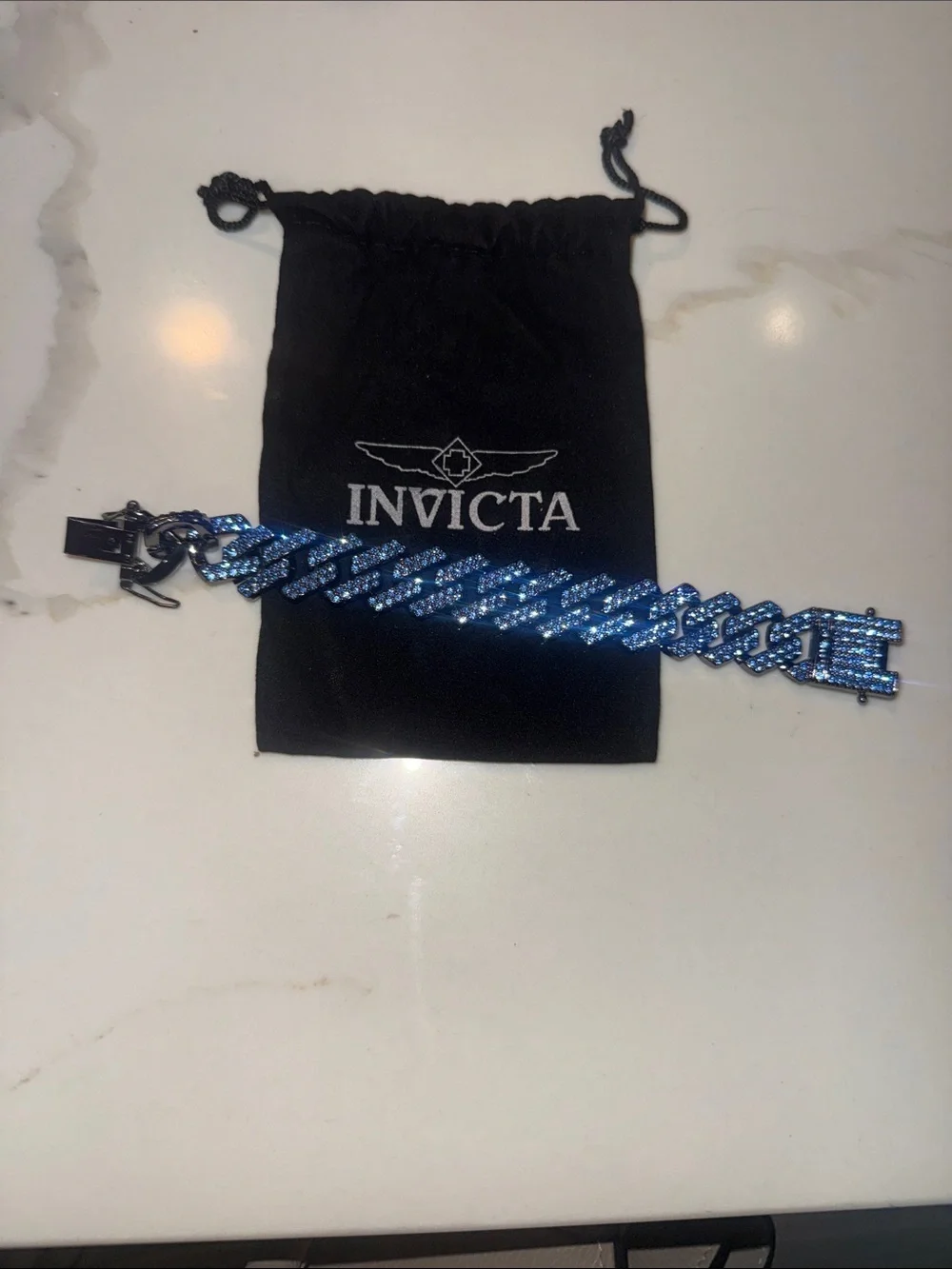 Invicta Men’s Sparkling Blue Cuban Link Bracelet